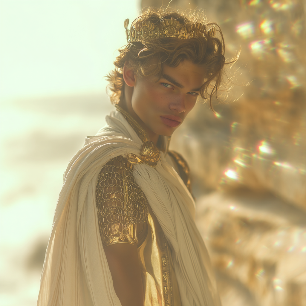 Person in regal attire with a crown against a blurred, sunlit background-skincare-empyrean